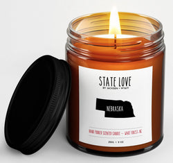 Nebraska State Love Candle - Jackson and Wyatt, Inc