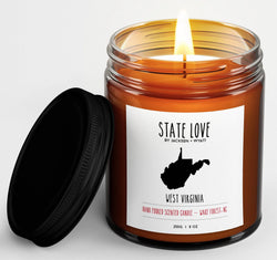 West Virginia State Love Candle - Jackson and Wyatt, Inc