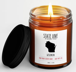 Wisconsin State Love Candle - Jackson and Wyatt, Inc